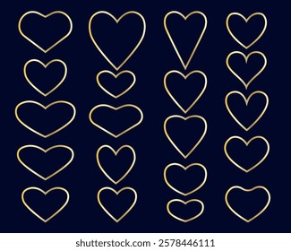 Set of hearts icons in different shape.Valentines day icon collection