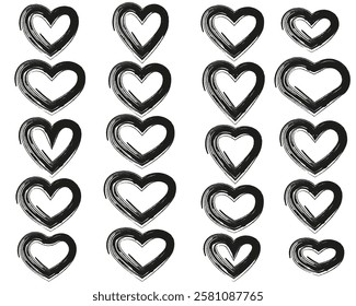 Set of hearts icons in different shape.Valentines day icon collection