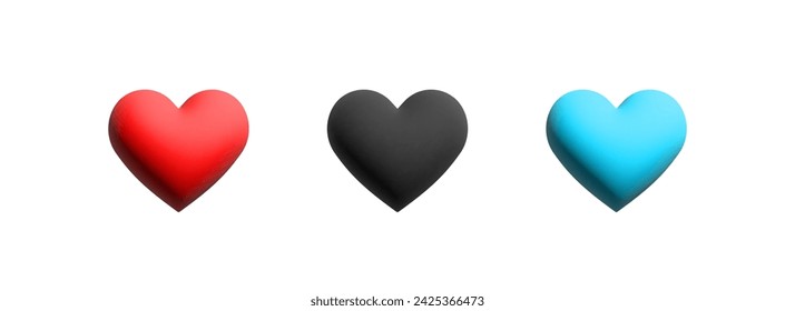 Set of hearts icons. Flat, color, gradient hearts set, love and like design. Vector icons