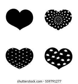 Set hearts icons, flat design template, vector