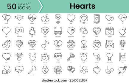 Set of hearts icons. Line art style icons bundle. vector illustration