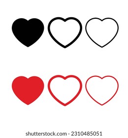 conjunto de iconos de corazones, arte vectorial de amor