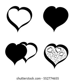Set hearts icons, Valentines Day, flat design template, vector 