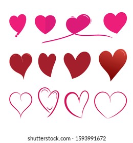 Set of hearts icons. Vector illustration. Design elements for Valentine's day.