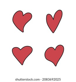 Set of hearts icons. Vector illustration. Trendy heart icon in flat style.