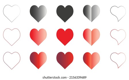 Set of hearts icons. Vector illustration