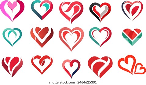  conjunto de corazones ilustración Vector 
