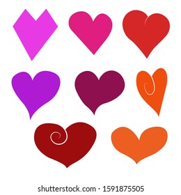 A set of hearts isolated on a white background