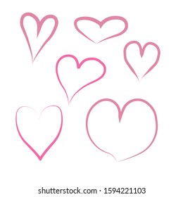 A set of hearts isolated on a white background.