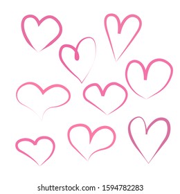 A set of hearts isolated on a white background. heart