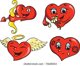 set of hearts isolated on white background