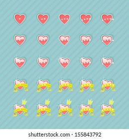 Set of hearts and levels