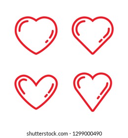 Set of hearts, linear vector icons, heart love symbol vector illustrations
