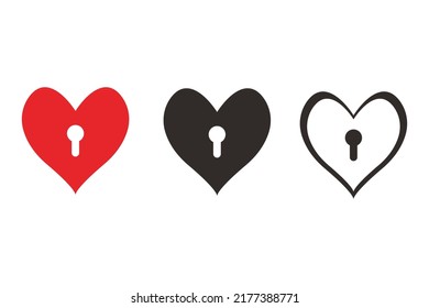 Set of hearts with a lock. Vector illustration