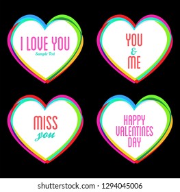 Set of Hearts and Love Messages, ideal for celebrations, Wedding and Valentines day