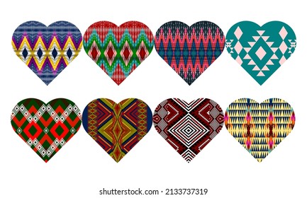 conjunto de corazones sobre fondo blanco