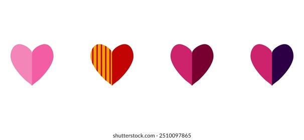A set of hearts on a white background. Vector design of poster, flyer, postcard, card. 