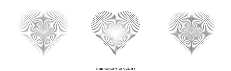 Set of hearts on white background for Valentine's Day illustrations and romantic design. Vector