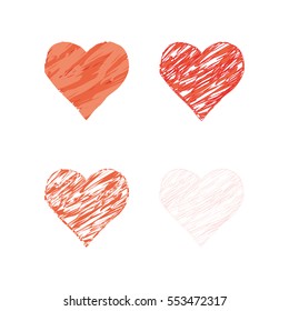 set of hearts on a white background, vector illustration