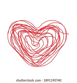 Set of Hearts . One line Shapes for your design.  Valentine's Day signs. Vector illustration.