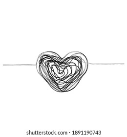 Set of Hearts . One line Shapes for your design.  Valentine's Day signs. Vector illustration.