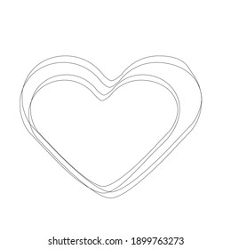 Set of Hearts . One line Shapes for your design.  Valentine's Day signs. Vector illustration.