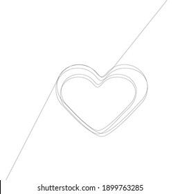 Conjunto de corazones . Formas de una línea para el diseño.  Carteles de San Valentín. Ilustración vectorial.