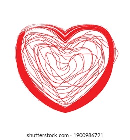 Set of Hearts . One line Shapes for your design.  Valentine's Day signs. Vector illustration.