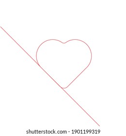 Set of Hearts . One line Shapes for your design.  Valentine's Day signs. Vector illustration.
