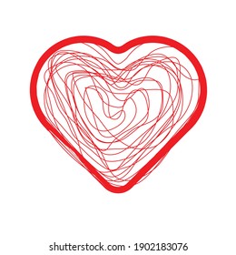 Conjunto de corazones . Formas de una línea para el diseño.  Carteles de San Valentín. Ilustración vectorial.