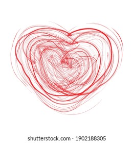 Set of Hearts . One line Shapes for your design.  Valentine's Day signs. Vector illustration.