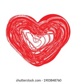 Set of Hearts . One line Shapes for your design.  Valentine's Day signs. Vector illustration.