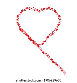 Set of Hearts . One line Shapes for your design.  Valentine's Day signs. Vector illustration.
