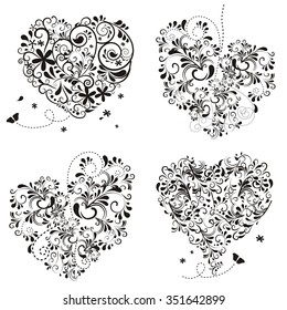 set with hearts of ornaments