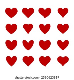 Set of hearts in red color, Red heart icons set vector