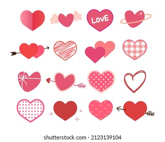 set of hearts. Red and pink color