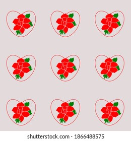 set of hearts with rose