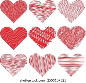 set of hearts scribble. hand drawn hearts