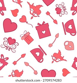 Set of hearts seamless pattern background, ideal for celebrations, holidays, wedding and valentines day.