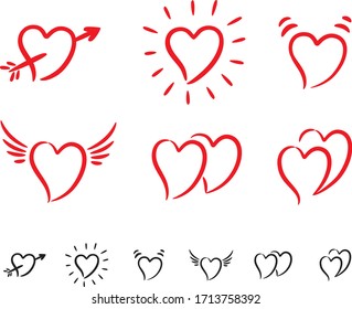 Conjunto de corazones dan forma a los dibujos.
