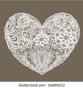 Set of hearts shapes with hand drawn floral ornaments. Love concept for Valentines Day or Wedding design.