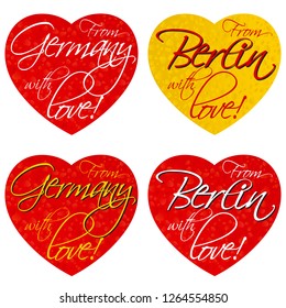 A set of hearts for souvenirs on the theme of Germany, Berlin in national colors. Vector illustration