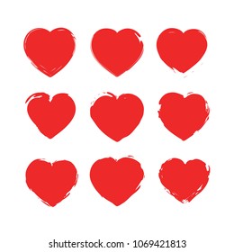 Set of Hearts . Stamps collection love Shapes for your design. Textured Valentine's Day signs.Vector illustration