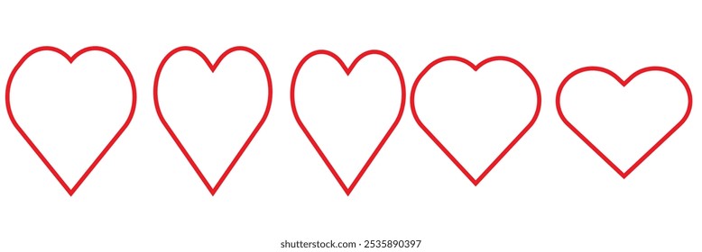 Conjunto de corazones estilo de trazo y relleno en color negro y rojo, Vector de iconos de corazón rojo, corazón negro conjunto con arte de línea Conjunto de 15 corazones de diferentes Formas para el Web. Colección del corazón. Arte vectorial