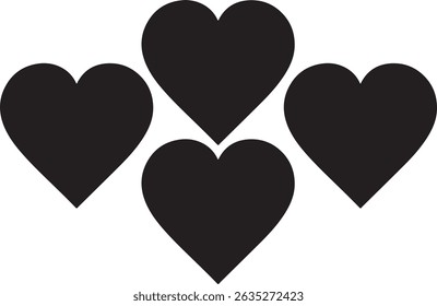 Set of hearts stroke and fill style in black and red color, Red heart icons set vector, Black heart set with line art.different shapes for web. Heart collection