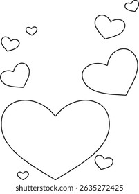 Set of hearts stroke and fill style in black and red color, Red heart icons set vector, Black heart set with line art.different shapes for web. Heart collection