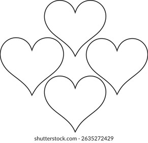 Set of hearts stroke and fill style in black and red color, Red heart icons set vector, Black heart set with line art.different shapes for web. Heart collection