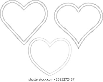 Set of hearts stroke and fill style in black and red color, Red heart icons set vector, Black heart set with line art.different shapes for web. Heart collection