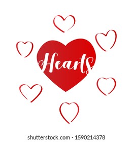 Set of hearts. Symbol of love. Heart shaped red ribbon. Valentine's day abstract background. Vector illustration.
