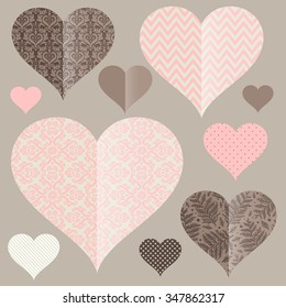 Set with hearts. Template for text or photo.